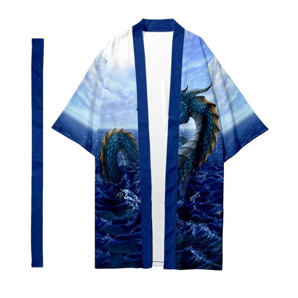 

ethnic clothing oversize 6xl dragon printed japanese street samurai harajuku long style kimono cardigan women men cosplay yukata, Red