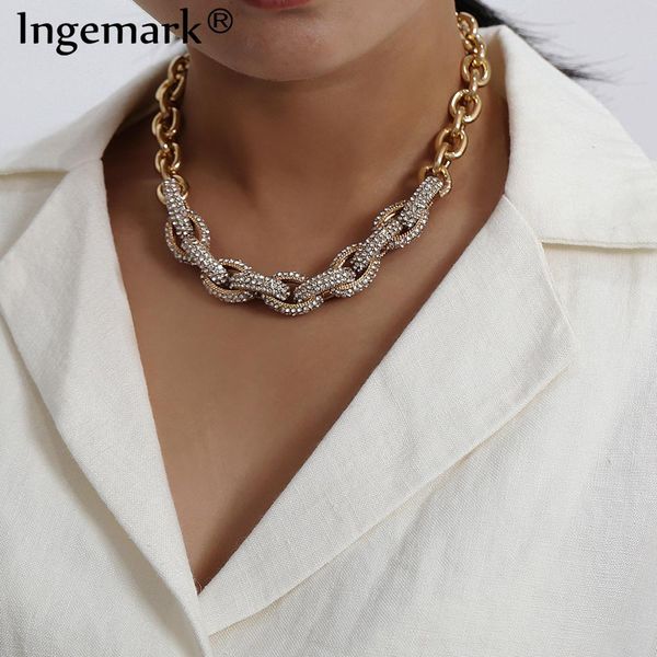 

gothic punk crystal big chunky chain steampunk men hip hop thick twisted snake choker necklace women fashion jewelry, Silver