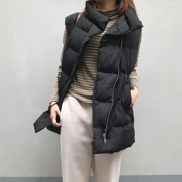 

winter white and black women vest female short jackets loose wild casual jacket down vest parkas outerwear clothes#j30 0w7p, Black;white