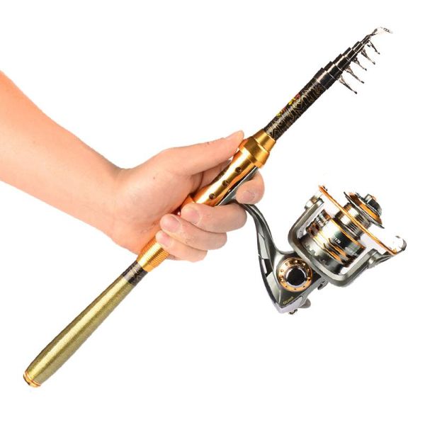

mini spinning fishing rod and reel combos portable fishing pole reel for travel saltwater freshwater (1.8m rod with 2000