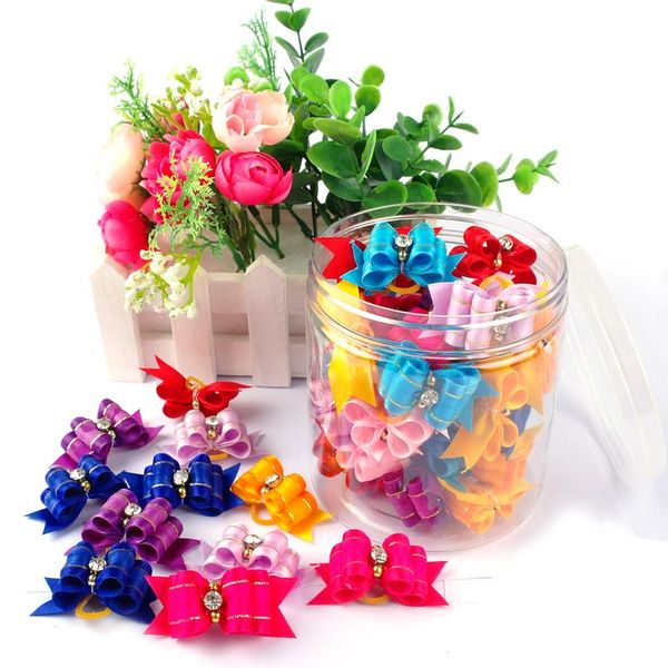 

cute dog hair bows handmade pet puppy grooming accessories bowknot rubber bands for small dogs yorkshire petshop pet qyltrx