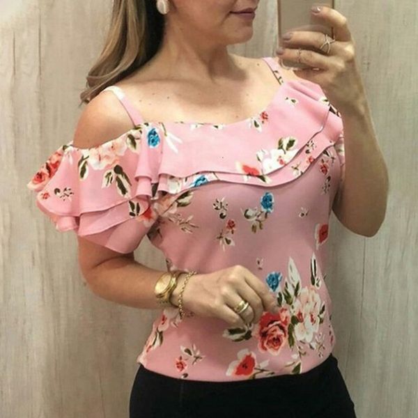 

2021 new fashion blusa femininan elegant womens and blouses print roupas feminina casual plus size sling ladies summe wdxz, White