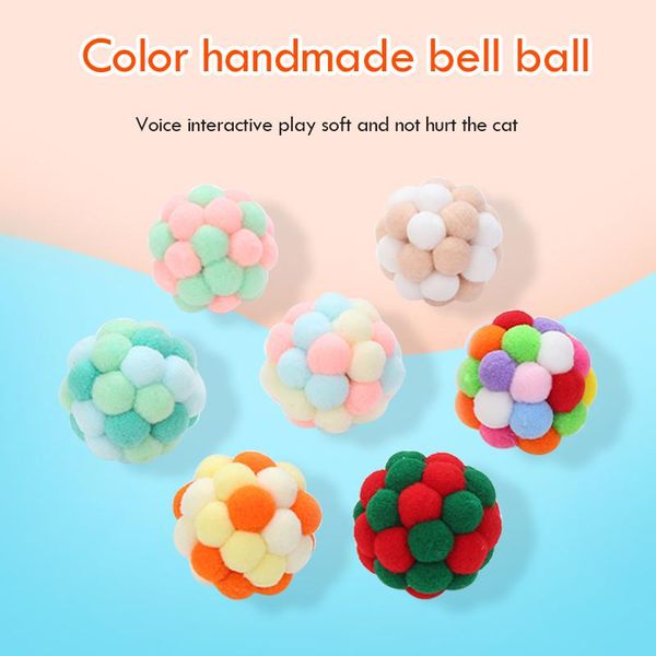 

cat toys 3pcs plush colorful toy funny interactive bell bouncy ball pet supplies