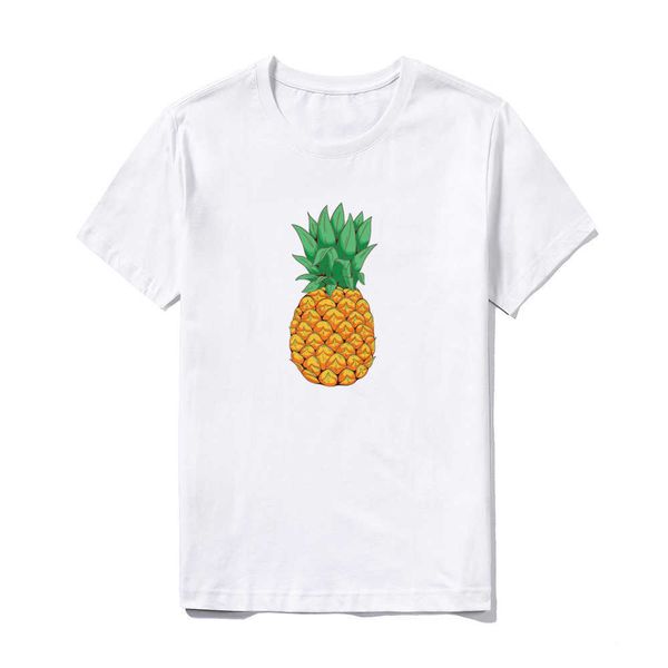 

men's fashion t shirt 100% cotton summer pineapple short sleeve t shirts soft casual breathable tee male hip hop streetwear 210603, White;black