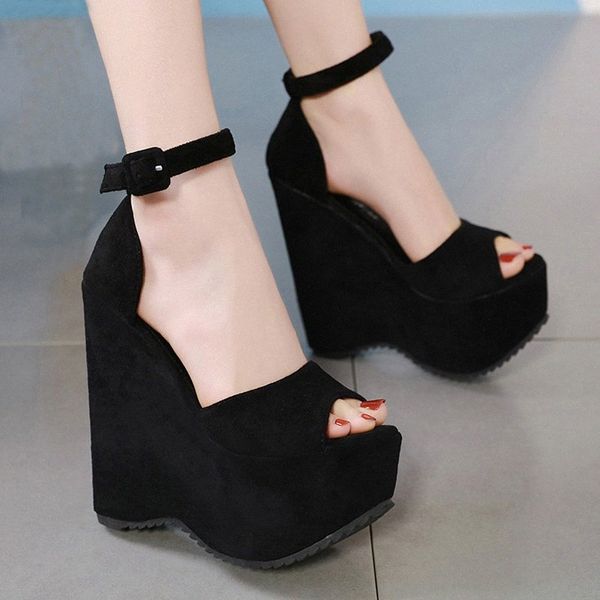 

woman sandals summer black high heels 16cm gladiator heels fashion platform wedges shoes for women gladiator ladies shoes v7wy#