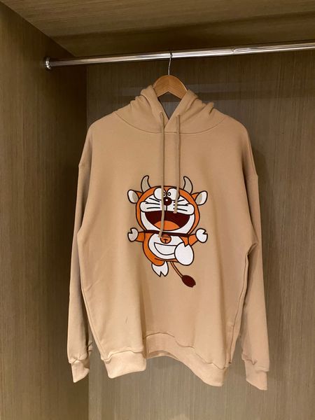 

2021 new loose horns hooded pullover sweater men and women casual cotton long-sleeved t-shirt ing, Black;brown