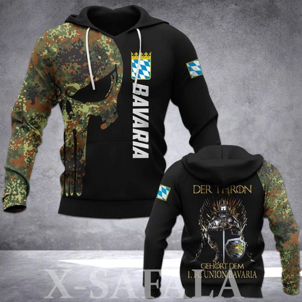 

men's hoodies & sweatshirts bavaria skull brandenburg 3d printed hoodie man female zipper pullover sweatshirt hooded -1jersey streetwea, Black