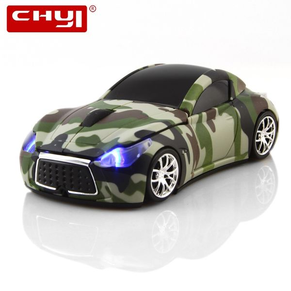 

3d wireless mouse car mouse wireless camouflage 2.4ghz optical gaming mice with led light usb receiver for lappc notebook