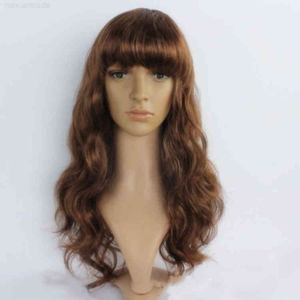 

yiwu cosplay long curly ffy animation head cover brown black wig