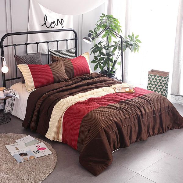 

bedding sets three set quilt + pillowcase cotton striped home bedroom suit simplicity bed comfortable red household products