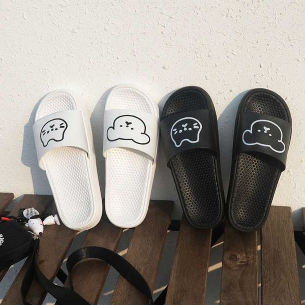 

slippers women summer kawaii shoes platform 2021 sandals flat flip flops couple slides rubber cute house bedroom bathroom korean h0827, Black