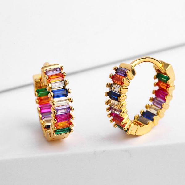 

hoop & huggie simple fashion gold authentic creative earrings multicolor micro-inlaid zircon women luxurious round charm jewelry, Golden;silver