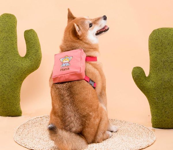 

pet self-backpack dog embroidered small school bag chest back can be a dog backpack