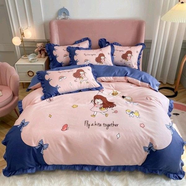 

bedding sets happy girl a/b design princess style duvet cover pillowcase bed sheet soft home textile king  twin for kids oceania