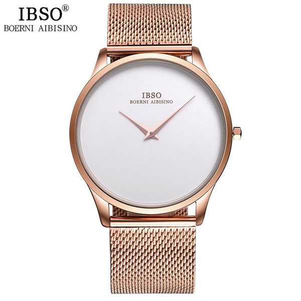

wristwatches ibso mens watches steel mesh strap quartz wristatches 3atm waterproof relogio masculino male clock #2219, Slivery;brown