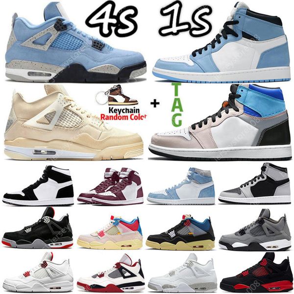 

original4 4s sail university 1 1s blue mens basketball shoes sneakers hyper royal black cat silver toe bred electro orange dark mocha fire r