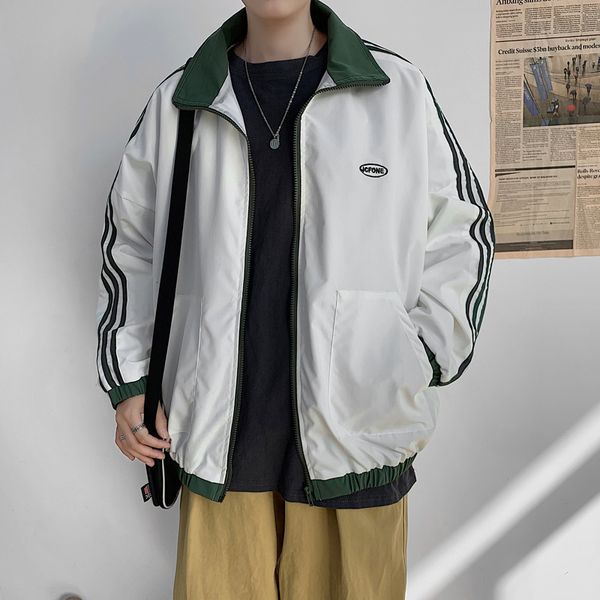 

autumn ulzzang loose bf style baseball uniform sports long sleeve windbreaker boys jacket fashion, Black;brown