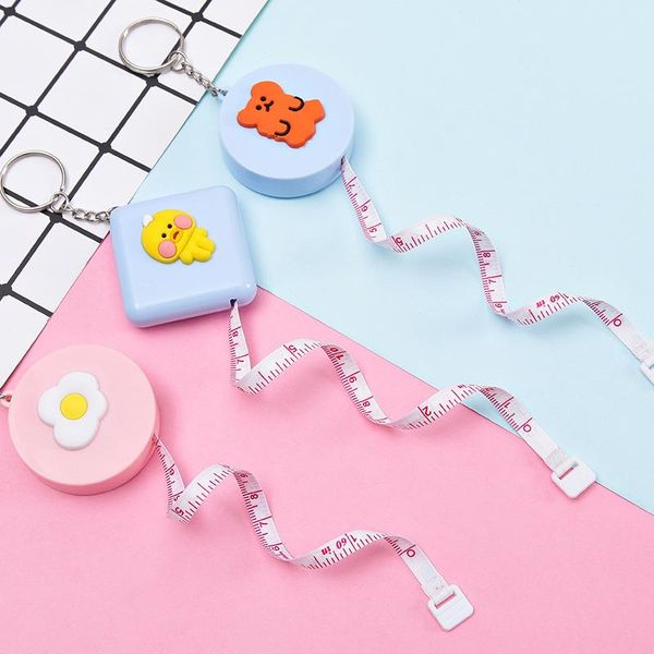 

mini cartoons portable tape meter tape tailor ruler keychain measuring clothing size measure sewing tools accessory, Black