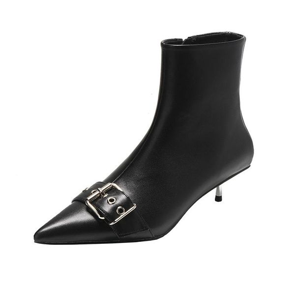 

boots fashion high heels women all-match buckle party shoes woman short, Black