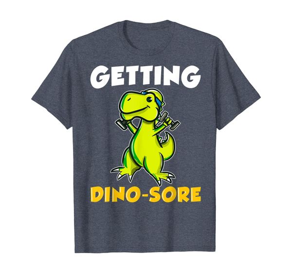 

getting dino-sore shirt workout t rex gym dinosaur gift, White;black