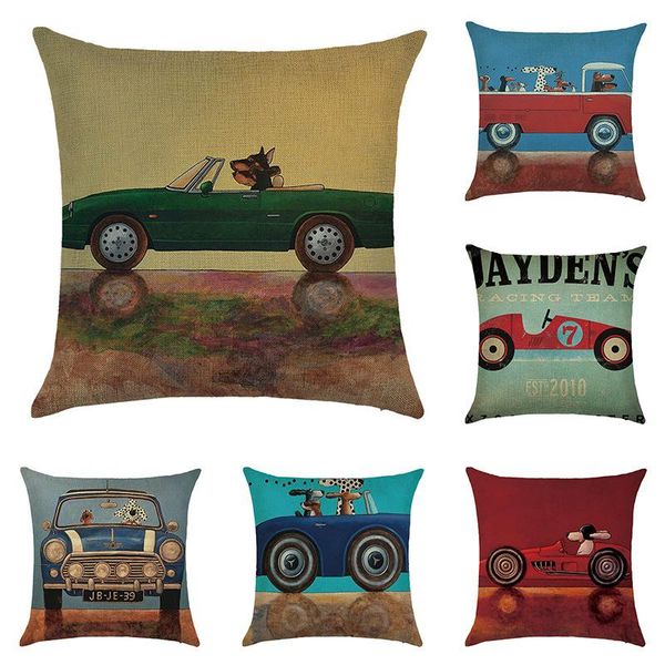 

cushion/decorative pillow digital printed square pillowcase cartoon car pattern cushion cover creative home sofa decor