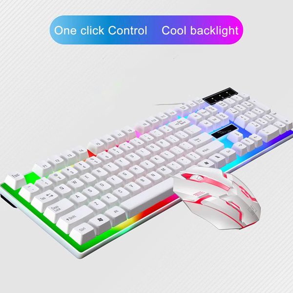 

keyboard mouse combos colorful led illuminated backlit usb wired pc rainbow gaming set 1600 dpi 104 keys ergonomic design office home k