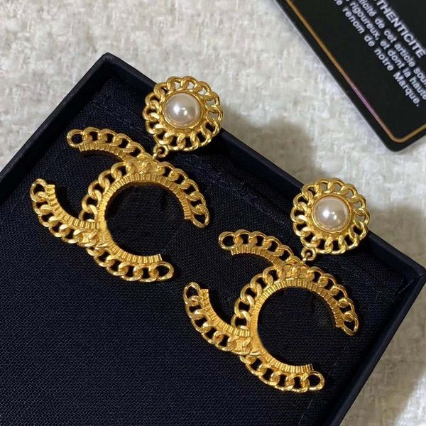 

luxury quality drop earring with pearl and hollow flower shape women engagement jewelry gift with box ps4059, Silver