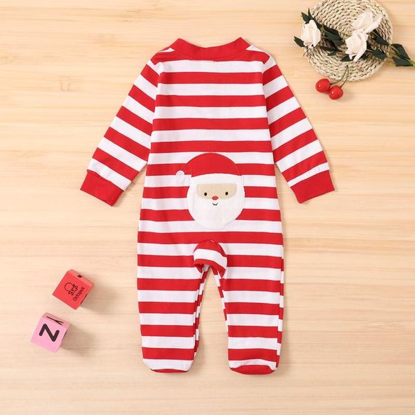 

jumpsuits christmas baby boys girls romper long sleeve striped fresh back santa claus pattern one piece jumpsuit autumn 0-24months, Blue