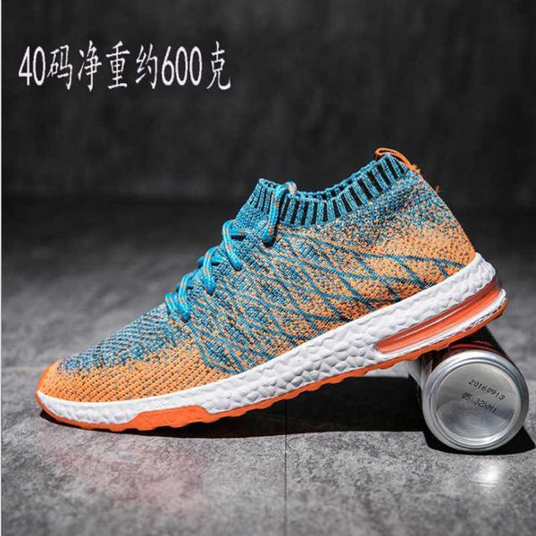 

2021 spring flying woven socks sneakers breathable and comfortable men's shoes lace up versatile travel casual