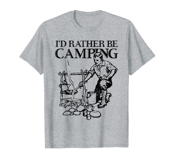 

i'd rather be camping bushcraft t-shirt, White;black