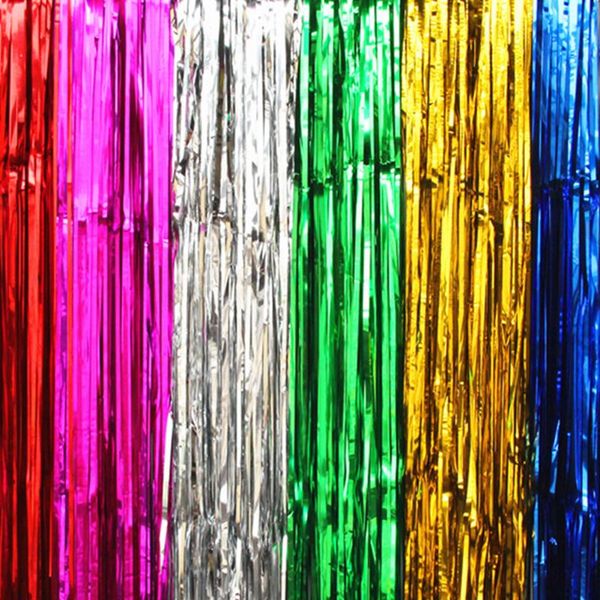 

blinds metallic foil fringe door curtains tinsel woopower home decor for christmas birthday wedding year party 1mx2m (purple)