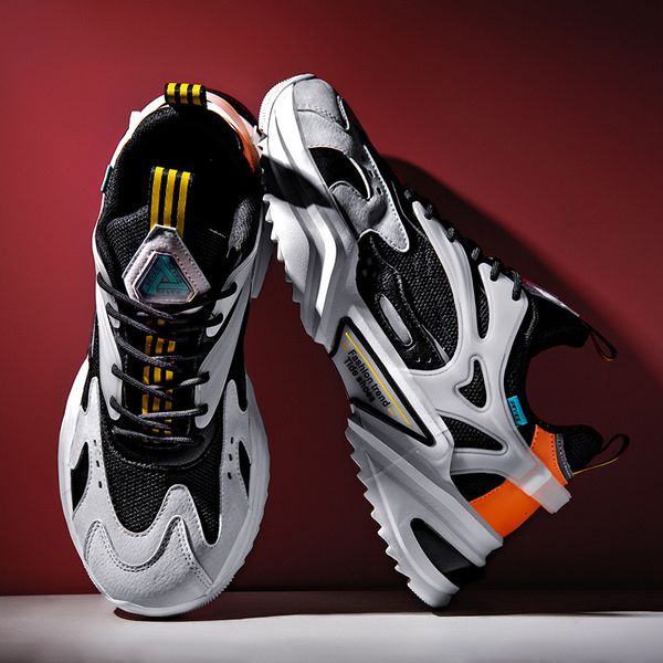 

summer breathable sneakers mh casual men's trendy dad sho, Black