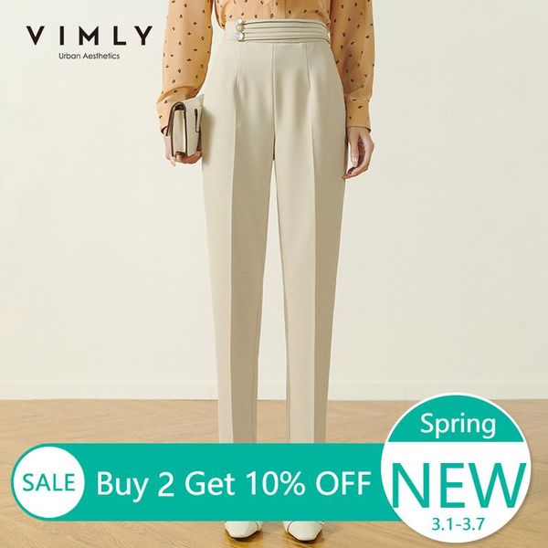 

women's pants & capris vimly 2021 spring suit for women fashion high waist zipper solid slim office lady bottoms female elegant pencil, Black;white
