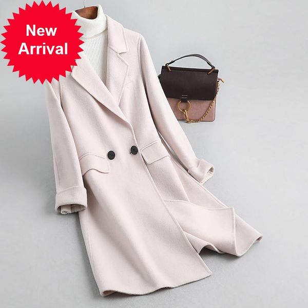 

women's wool & blends women winter coat jacket girl female fashion warm belt coats jackets trench a987001, Black