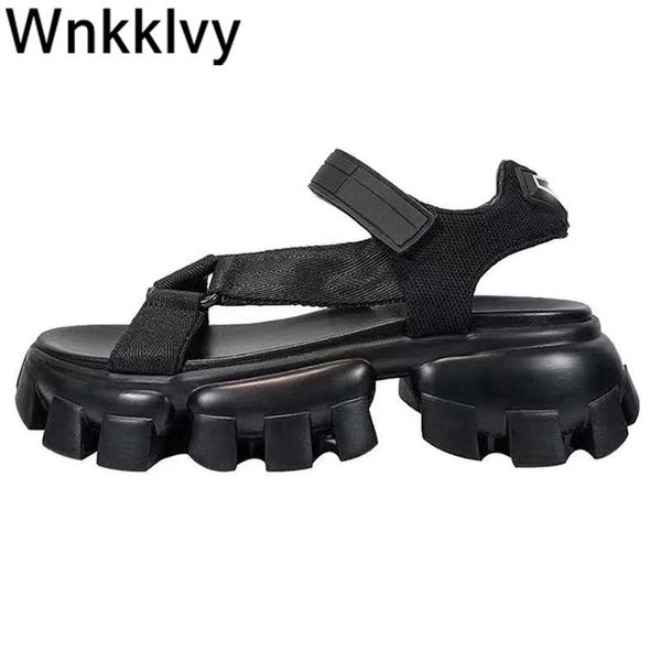 

70% off wholesale sandals flip-flops causal shoes for women platform wedge heel thick bottom ankle strap running sneakers vocation beach san, Black