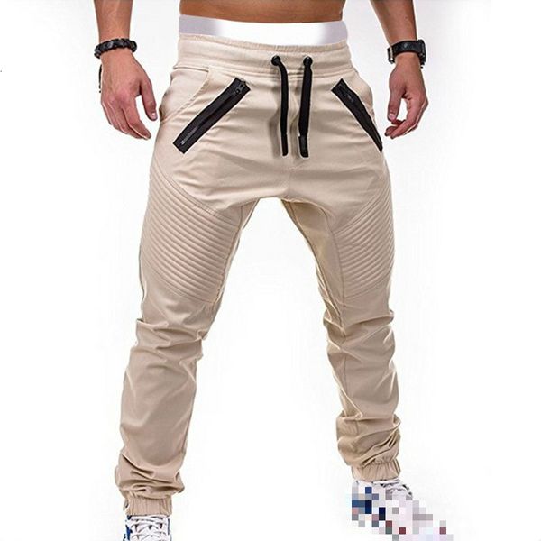 

2021 new sweatpants casual fashion tooling men's tethered elastic sports baggy hip hop joggers pants double striped trousers o0hk, Black