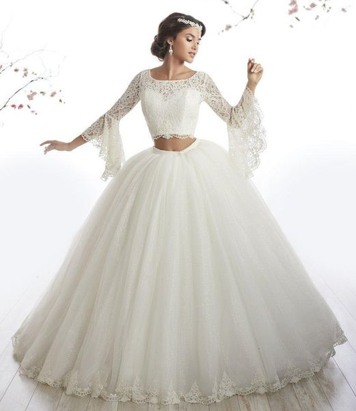 

2021 new arabic style ivory lace sleeve two piece quinceanera gowns vestidos de 15 anos debutante ball gown long prom es nbmc, Black