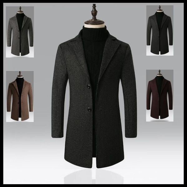 

men's wool & blends men coat autumn winter color jacket luxurious brand clothing, Black