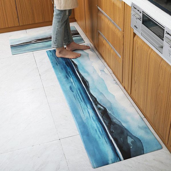 

carpets kitchen mat waterproof anti-skid floor bath home rugs chinese landscape pad cushion printed door hallway foot