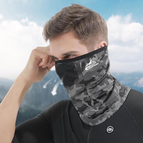 

cycling caps & masks outdoor sun-proof riding bandana scarf summer ice silk multipurpose protection face neck motorcycle earmuffs headband t, Black