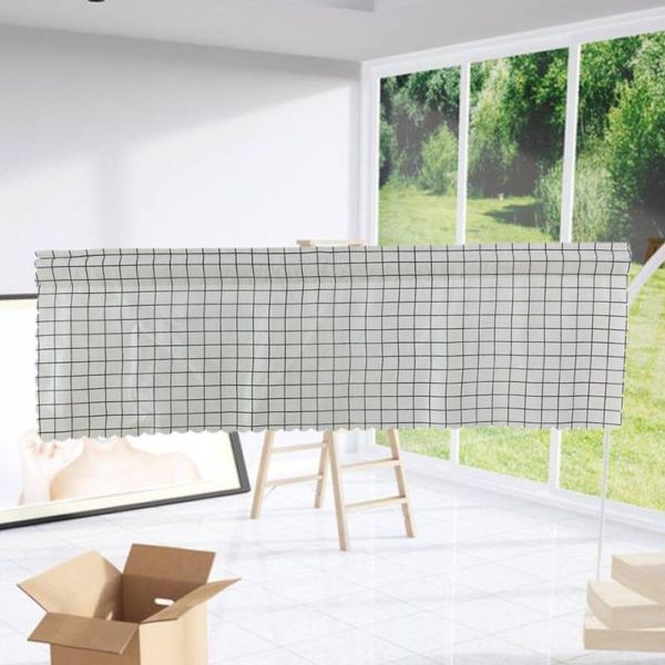 

decorative sun proof shade screen purdah short curtain for kitchen balcony home 145x45cm (white grid)