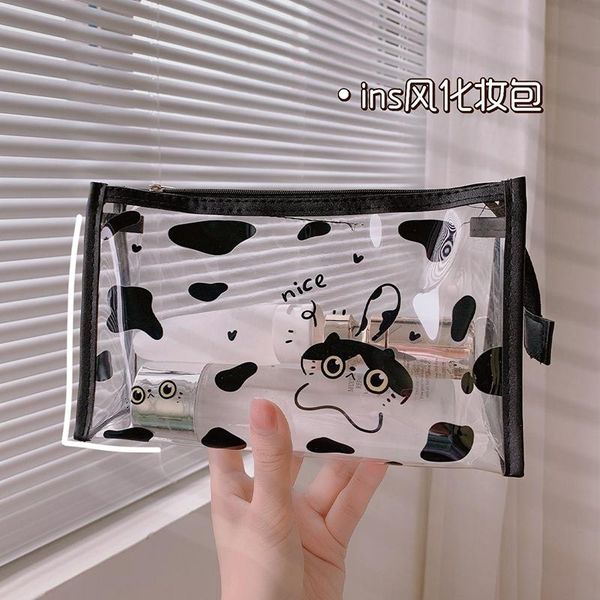 

cosmetic bags & cases ins kawaii case women cartoon bear pvc waterproof transparent school pen pencil big capacity makeup bag mo64