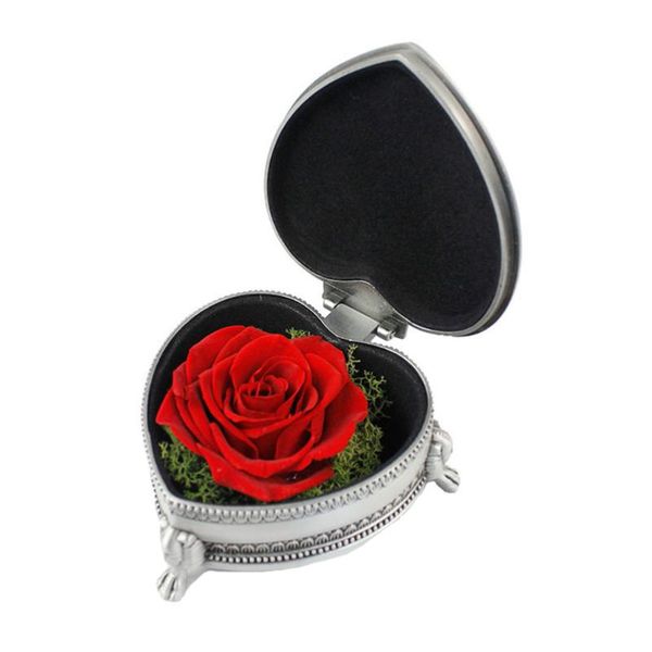 

iron box preserved flower heart shape decoration gift box valentine's day gift (silver)