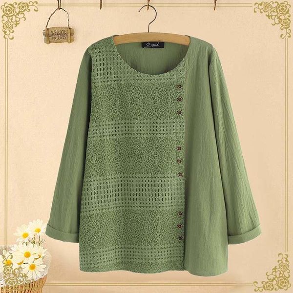 

spring vintage women long sleeve floral printed zanzea cotton linen blouse casual patchwork shirt plus size loose blusas, White