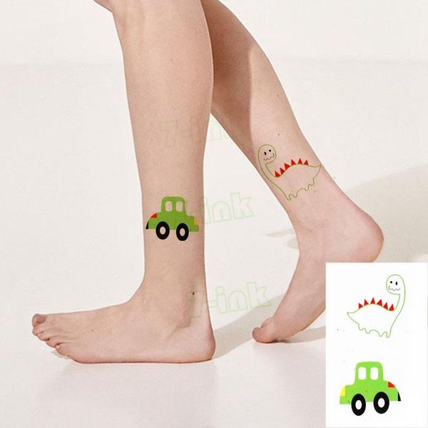 

temporary tattoos tatoo sticker cute cartoon green car dinosaur animal water transfer fake tattoo for men women kids