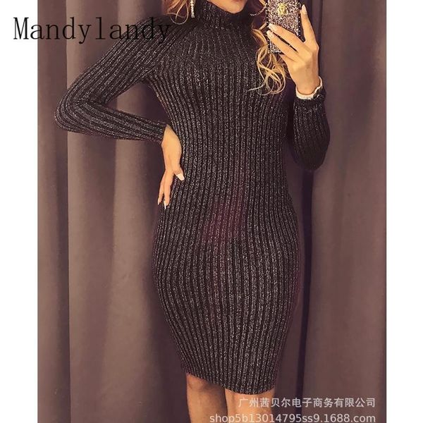 

casual dresses mandylandy dress summer fashion long sleeve turtleneck backless women's solid color slim high waist, Black;gray