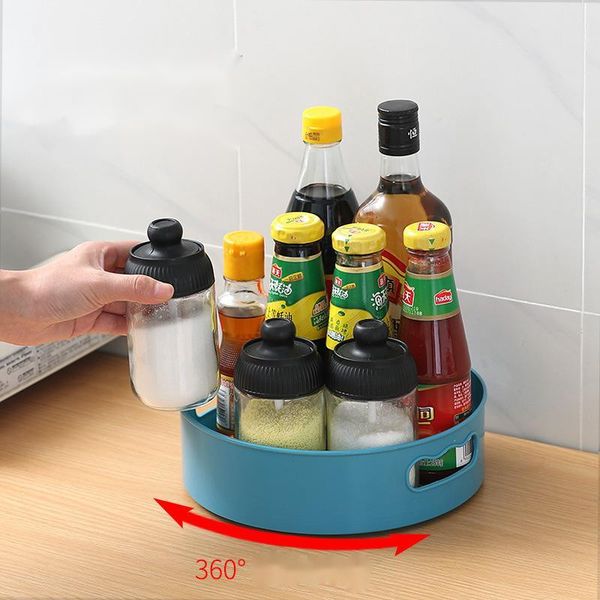 

kitchen storage & organization 360 rotating tray containers for spice jar snack food bathroom box non slip cosmetics organizer