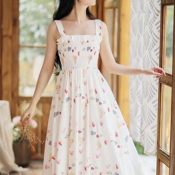 

casual dresses dress women vintage summer french romance birthday party mujer college stretchy strap lovely ruffles ladies vestidos, Black;gray