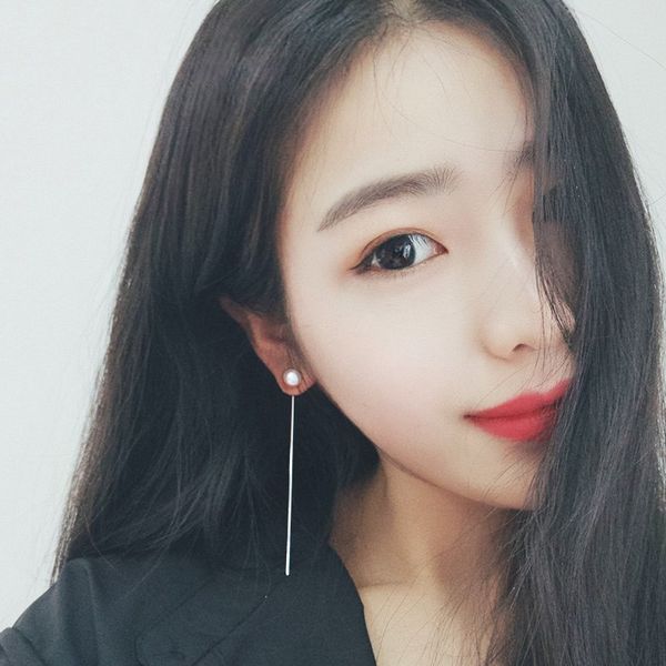 

trinkets simple temperament pearl long tassel earrings for women, Golden