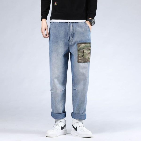 

2801 european and american trend autumn and winter new loose fat increase fat hip hop plus size skateboard pants, Blue